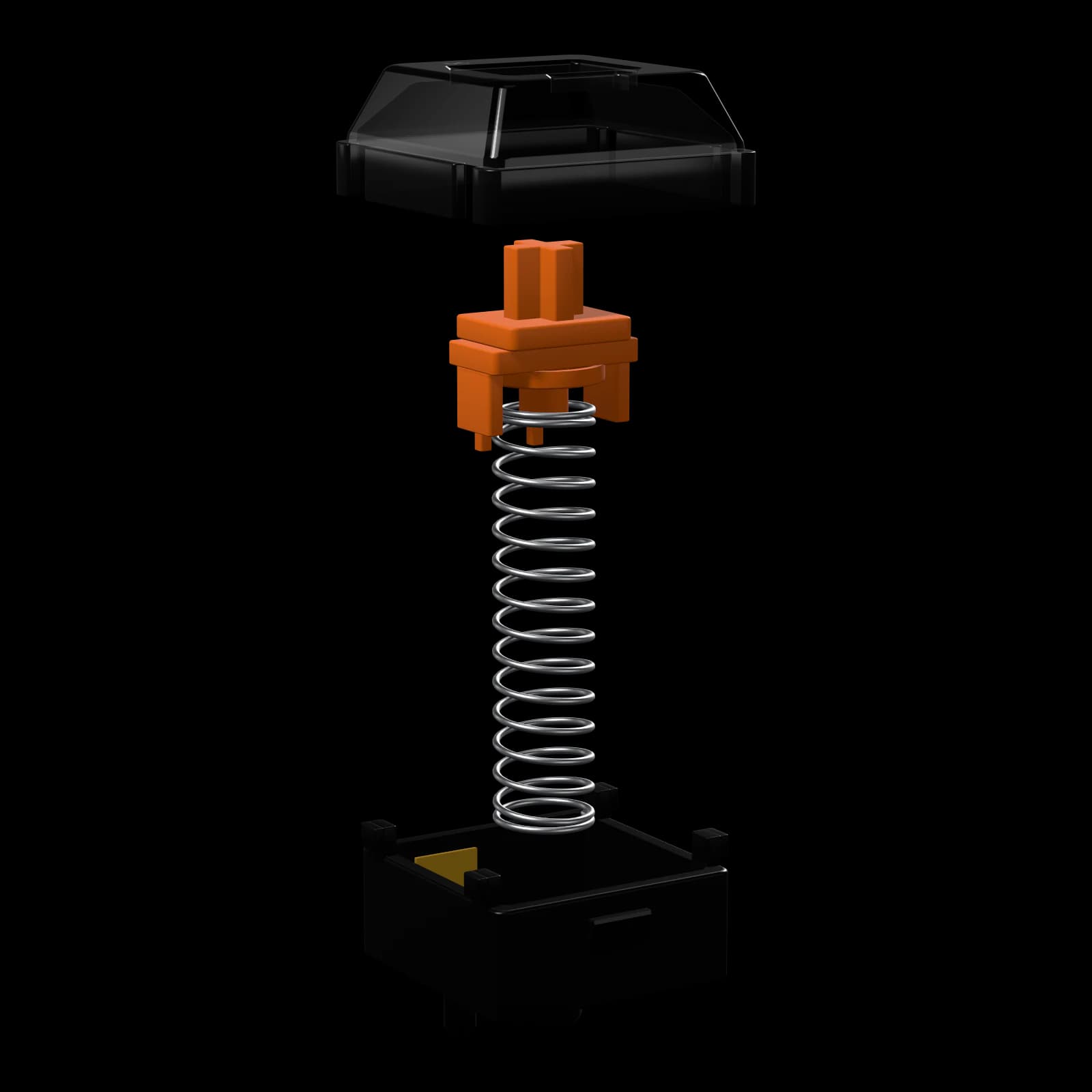 Flint Clicky — exploded view of the housings, stem and spring