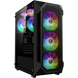 Mid Tower Gaming Computer PC Case Tempered Glass, Built-in 4X 120mm ARGB Case Fans